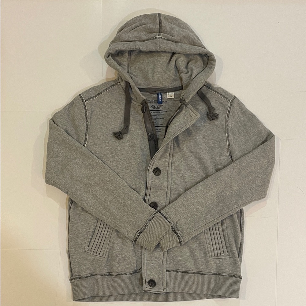 H&M’s Divided Gray Hooded Men's Zip up Shirt Jacket Size L